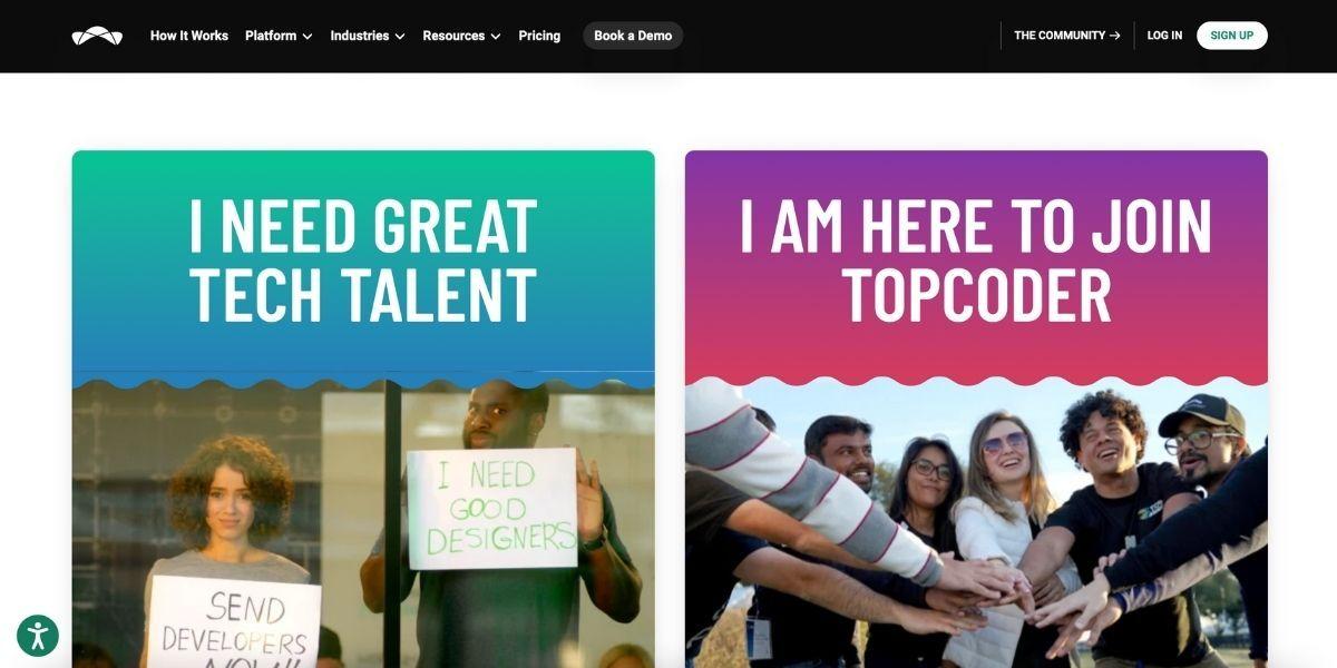 topcoder landing page