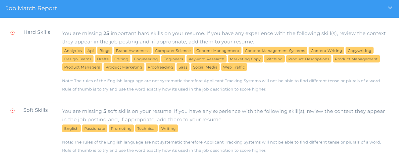 A screenshot of the Job Match Report generated by the AI job search tool, SkillSyncer