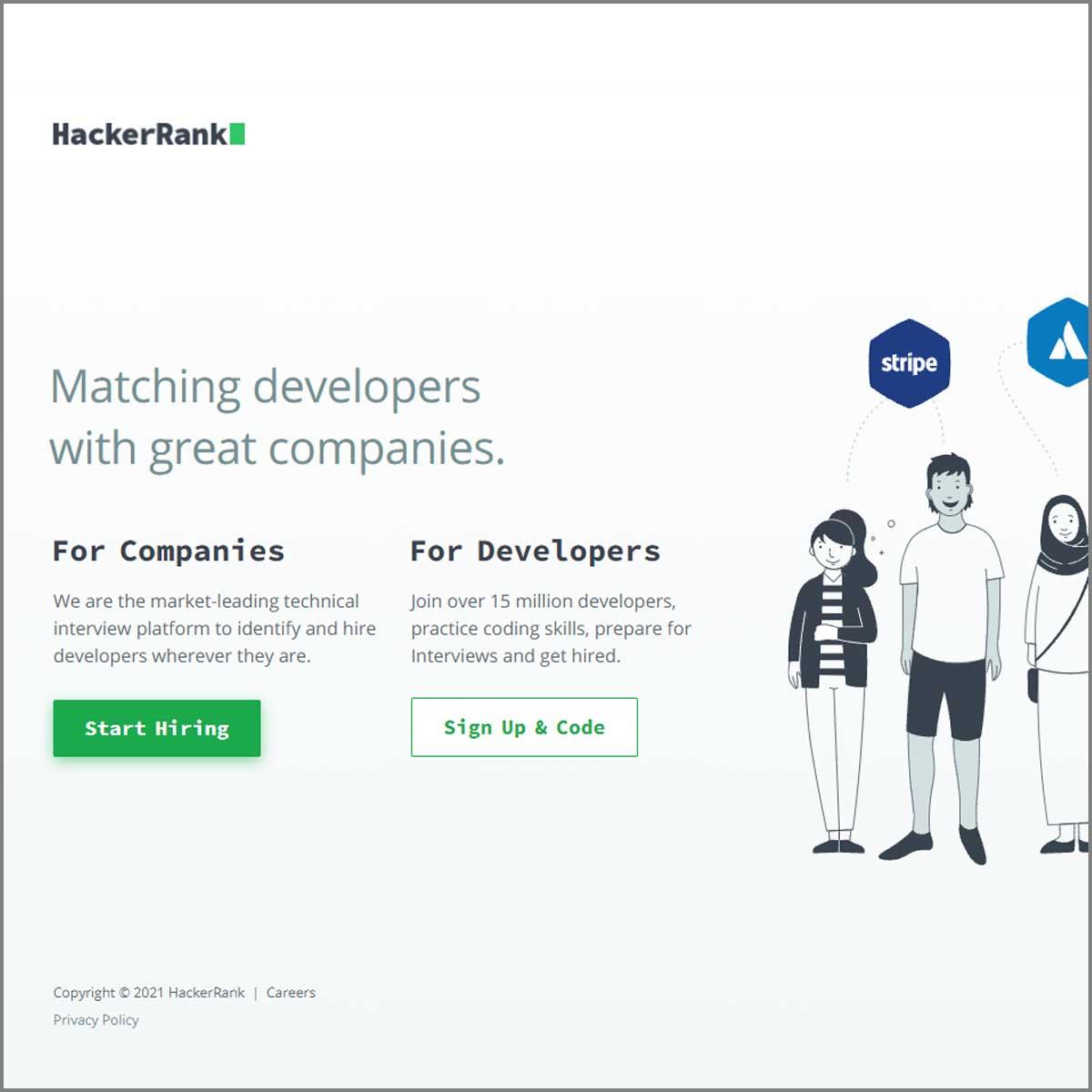 hackerrank landing page