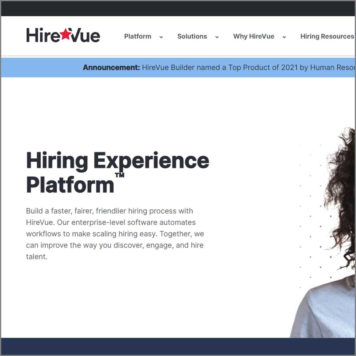 hirevue landing page