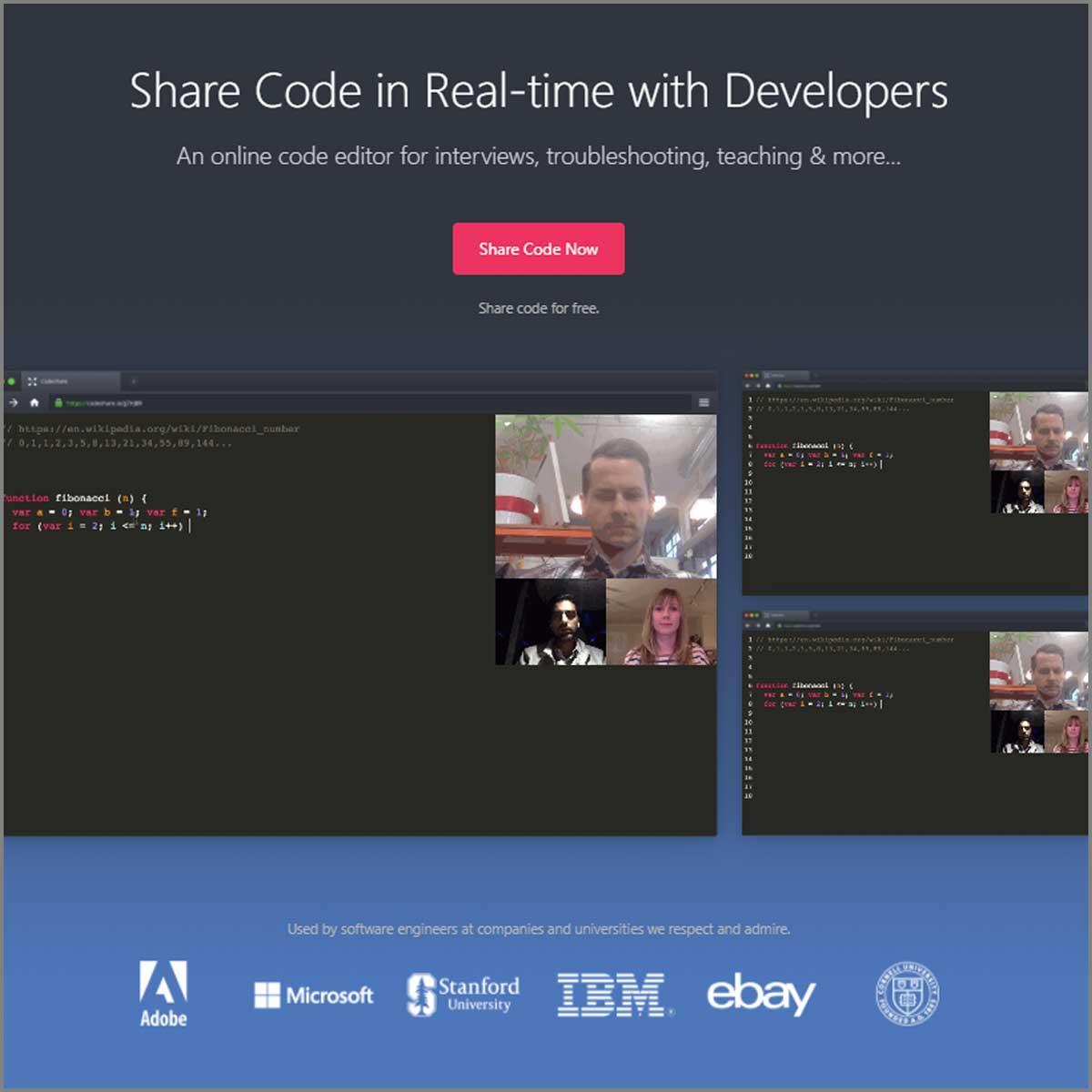 codeshare landing page