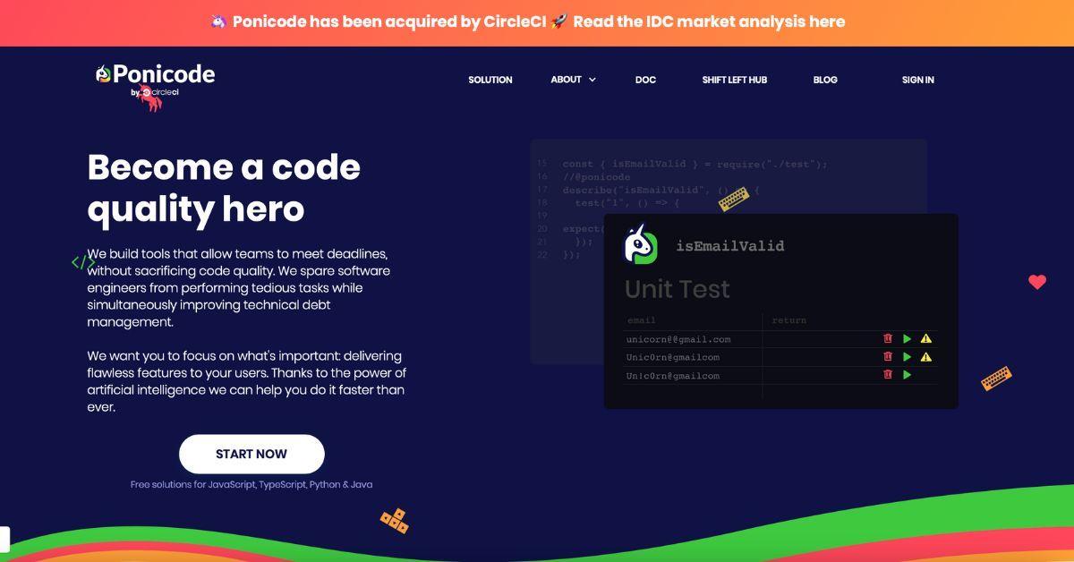 Ponicode landing page