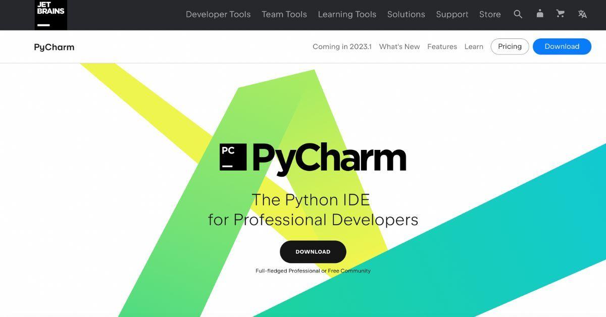 PyCharm landing page