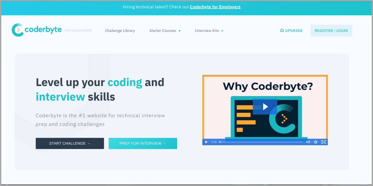coderbyte homepage
